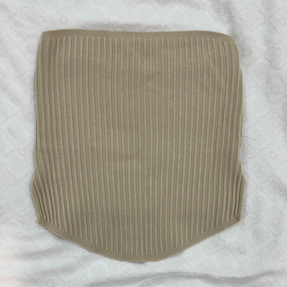 Tan Ribbed Knit Tube Top - Picture 2 of 5